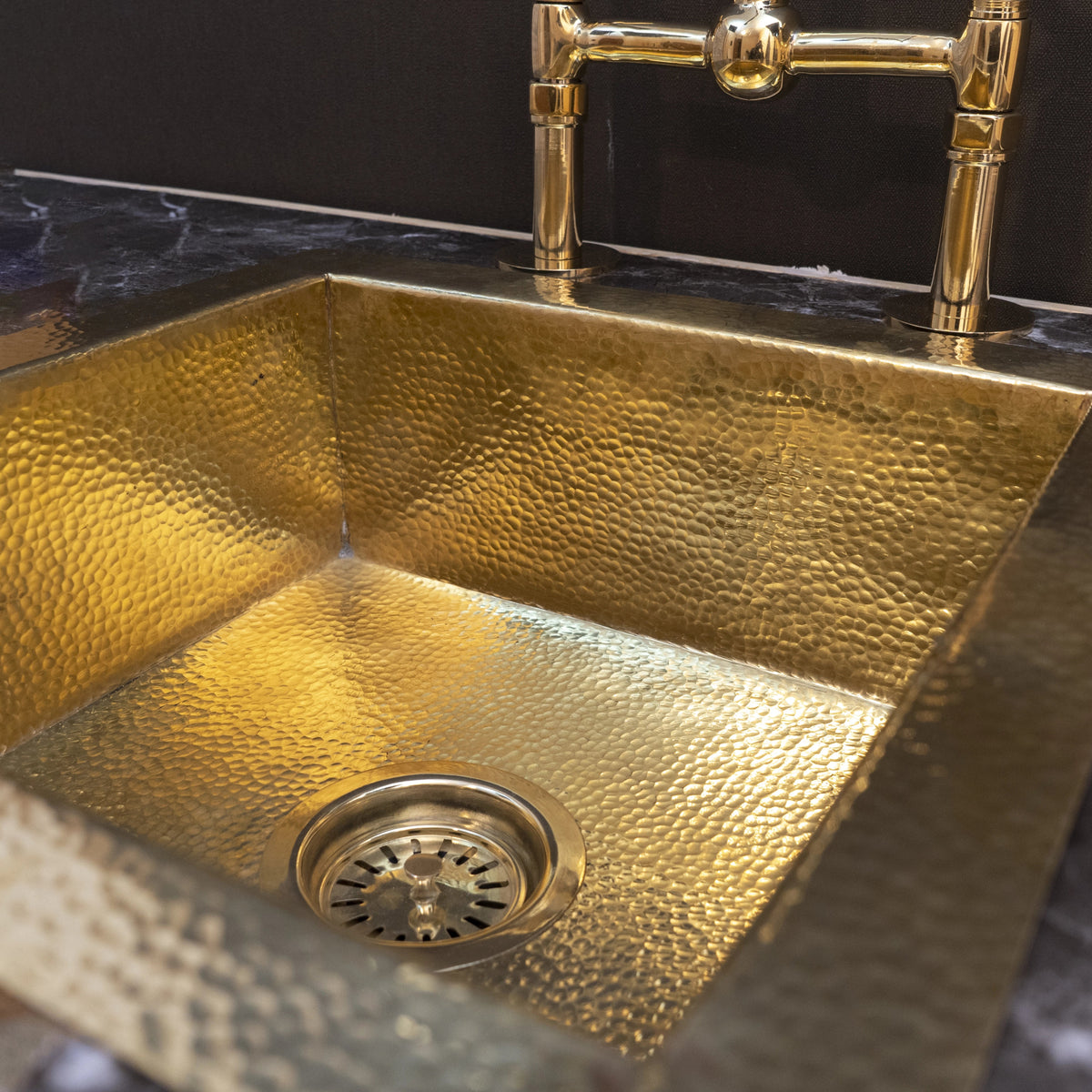 Bar Sink Round Hammered Brass by Hammermarc Copper & Brass