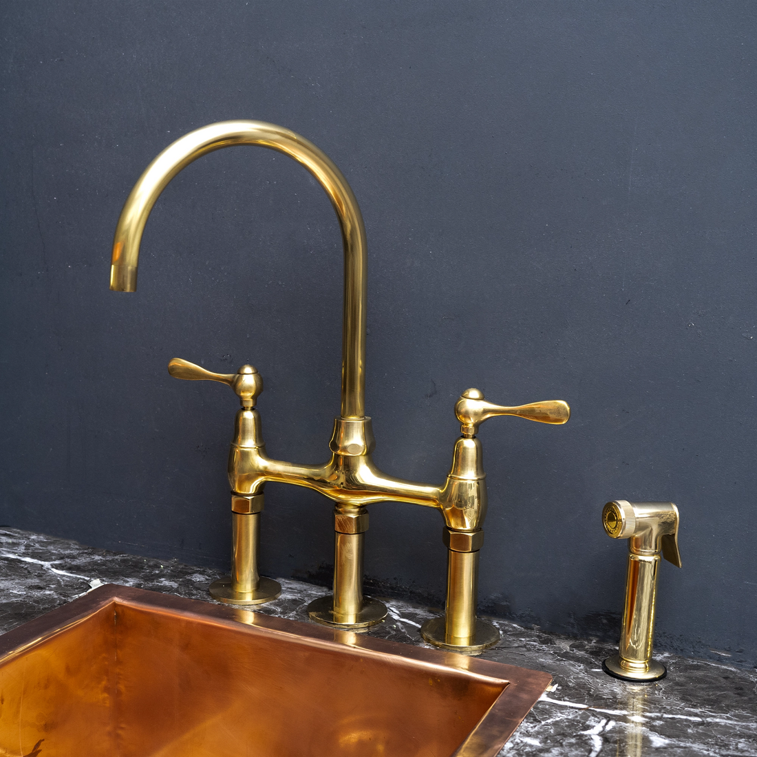 Unpainted Brass 3 Holes Bridge Faucet