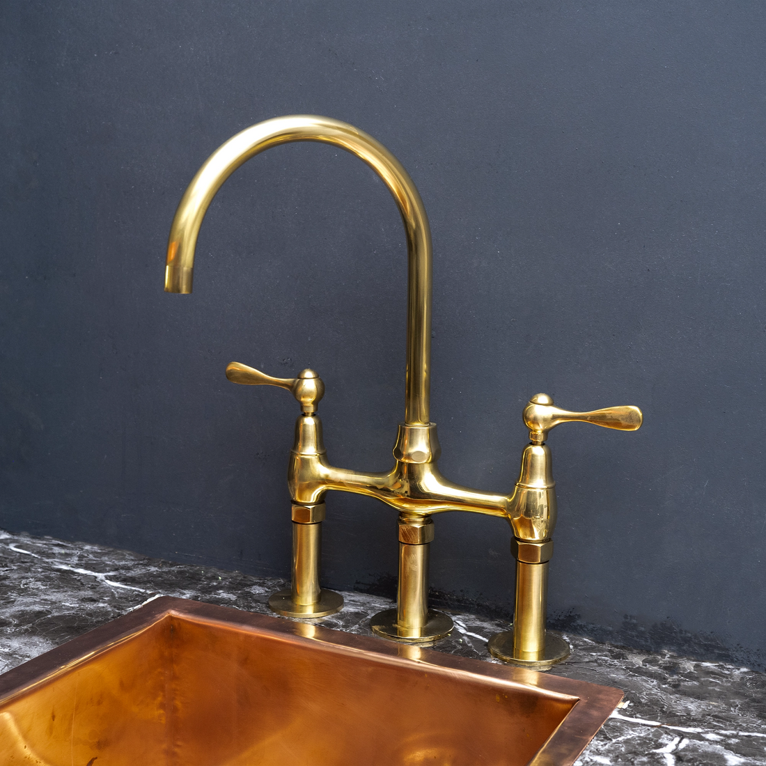 Unpainted Brass 3 Holes Bridge Faucet