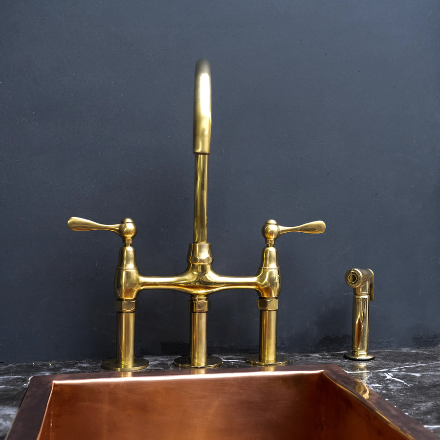 Unpainted Brass 3 Holes Bridge Faucet