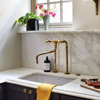 Unpainted Brass Kitchen Faucet Downward Spout