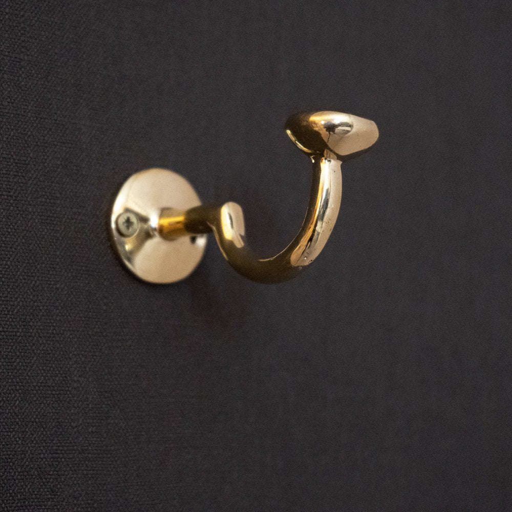 Handcrafted Unlacquered Brass Hooks For Wall - Brass Hooks For Door Entry  or Bathroom