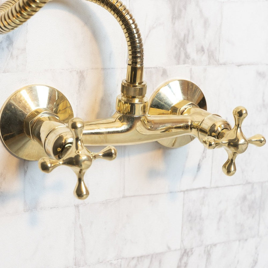 Solid Brass Shower System With Handheld Shower - Brassna