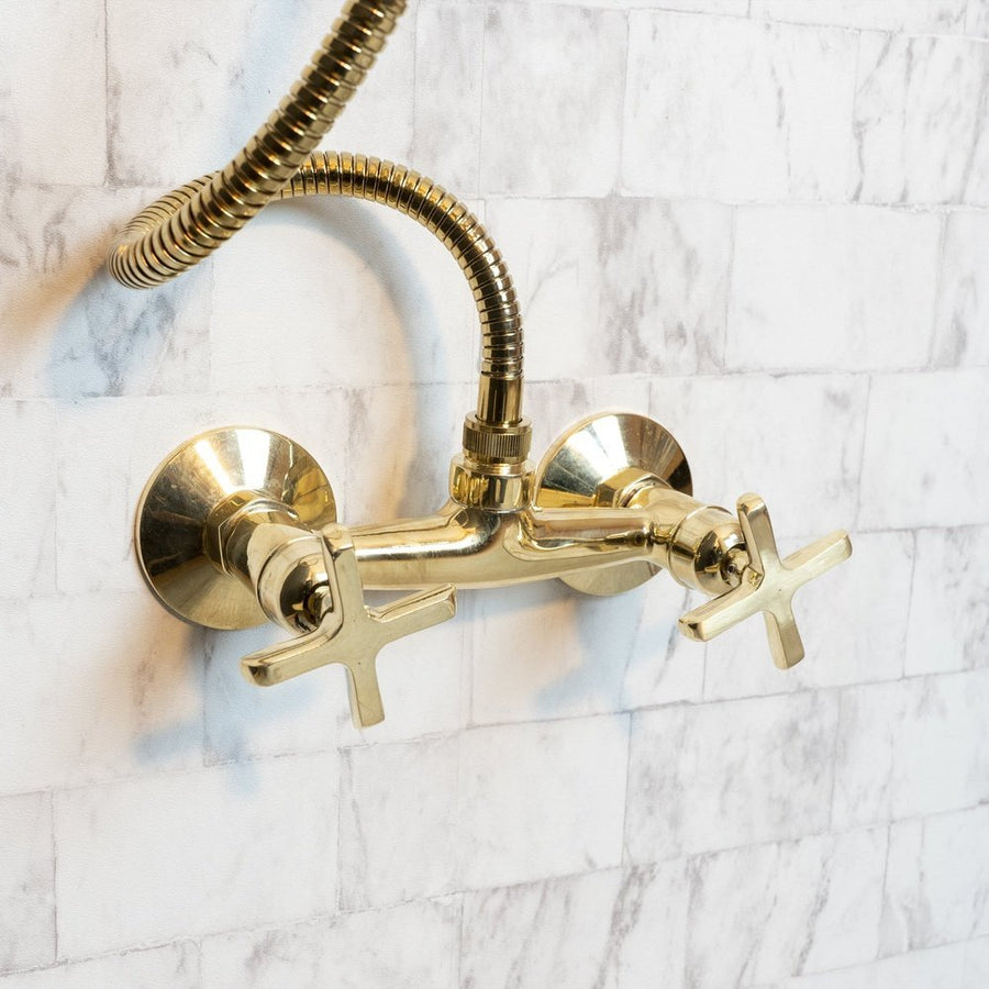 Solid Brass Shower System With Handheld Shower - Brassna