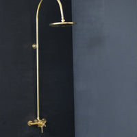 Traditional Dual Control Exposed Thermostatic Shower Set - Brassna