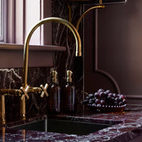 Unlacquered Brass Bridge Kitchen Faucet - Brassna