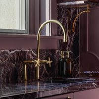 Unlacquered Brass Bridge Kitchen Faucet - Brassna