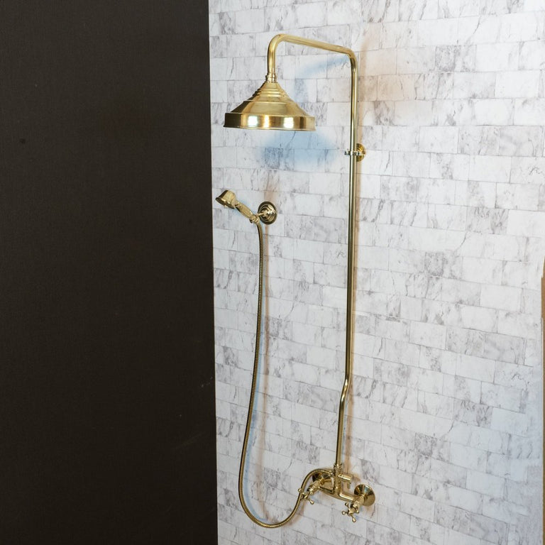 Unlacquered Brass Exposed shower Head with Handheld - Brassna