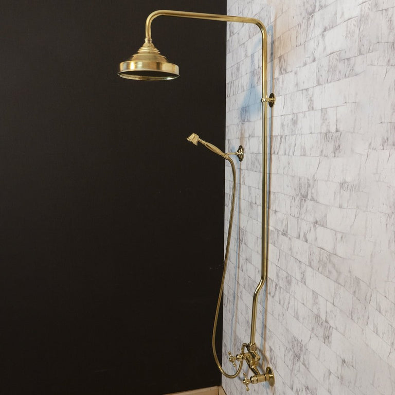 Unlacquered Brass Exposed shower Head with Handheld - Brassna