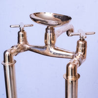 Unlacquered Brass Floor Mount Bath Tub Filler - Brassna