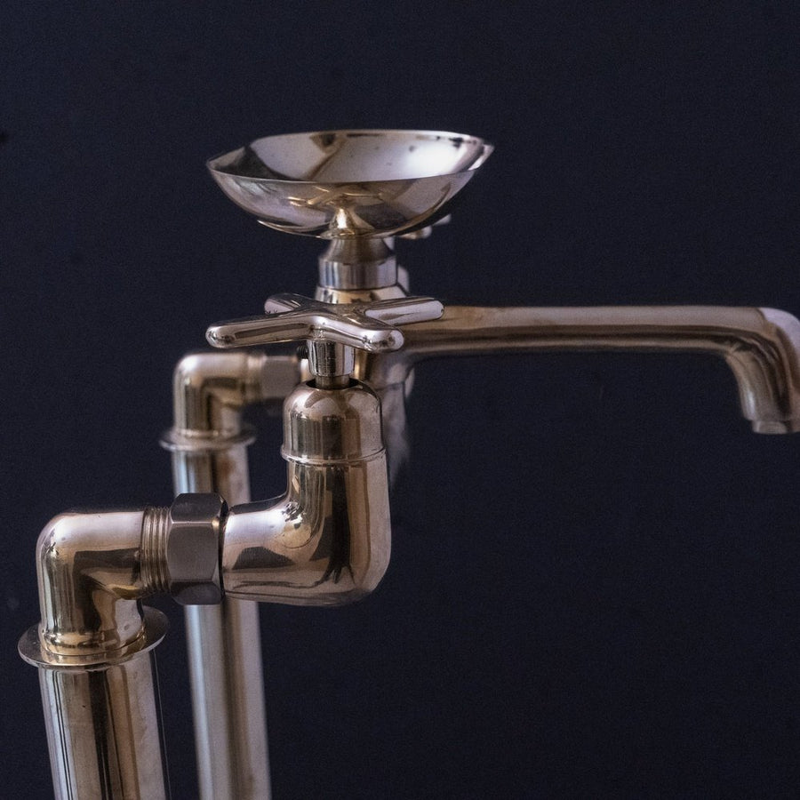 Unlacquered Brass Floor Mount Bath Tub Filler - Brassna