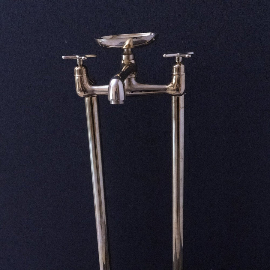 Unlacquered Brass Floor Mount Bath Tub Filler - Brassna