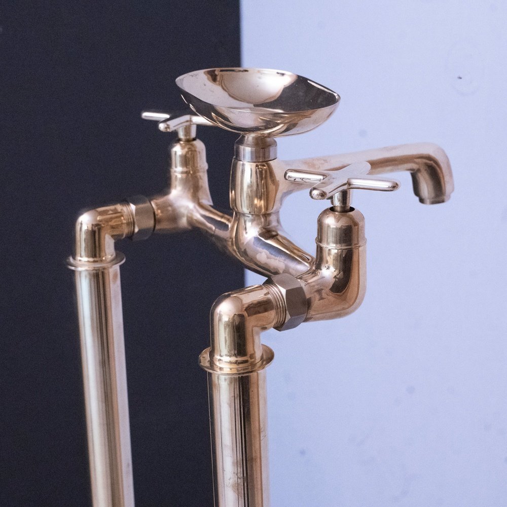 Unlacquered Brass Floor Mount Bath Tub Filler - Brassna