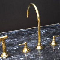 Unlacquered Brass Gooseneck Deck Mounted Kitchen Faucet - Brassna