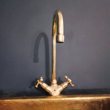 Unlacquered Brass Gooseneck Faucet - Brassna